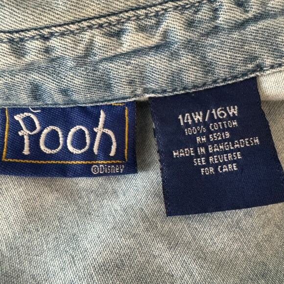 Vintage Disney Winnie the Pooh Embroidered Denim Shirt Button Down 14W/16W - Picture 7 of 8